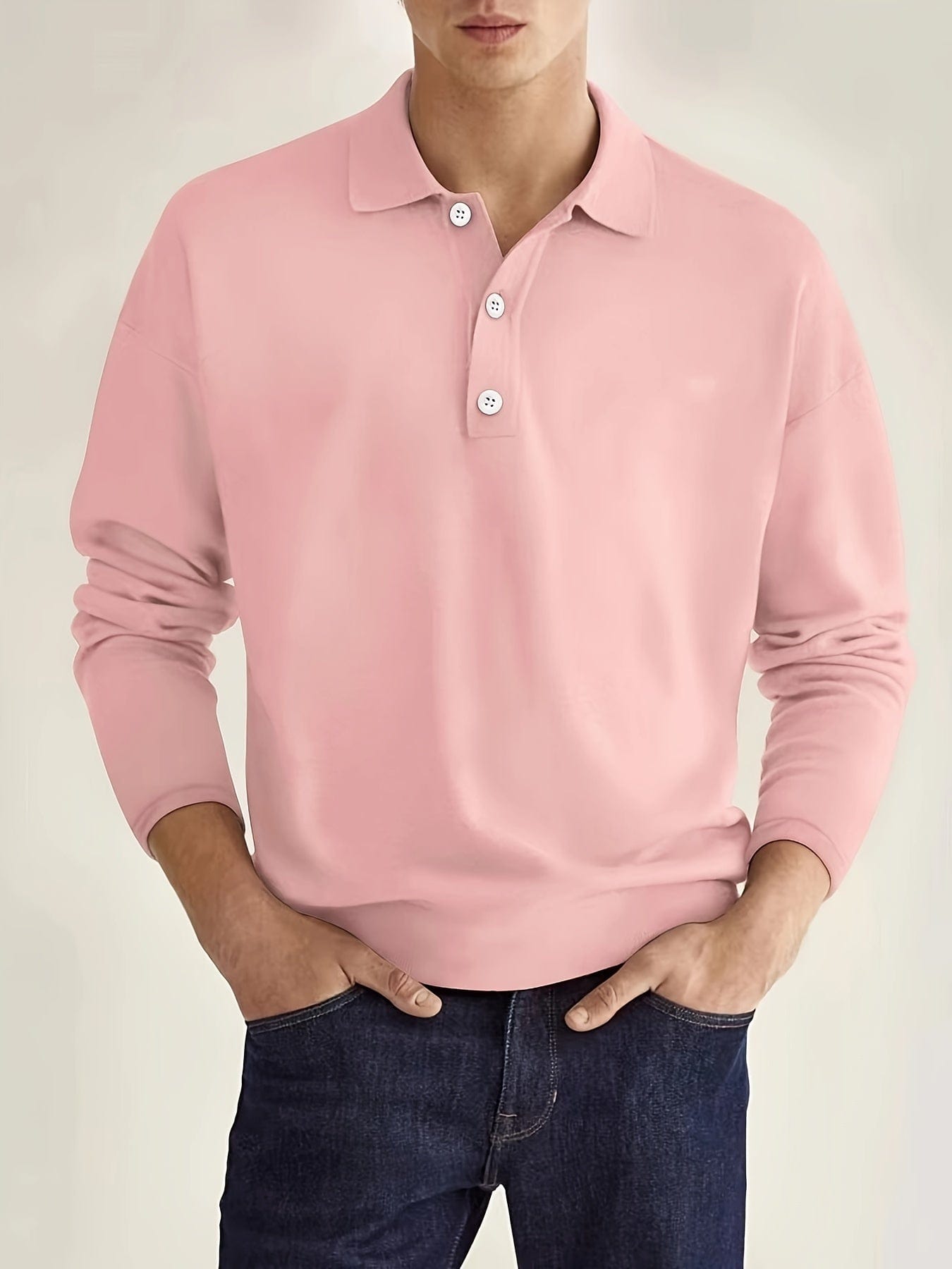 Jannick Men’s Polo Shirt | Long Sleeve Polo Shirt with Collar and Button Placket for Autumn