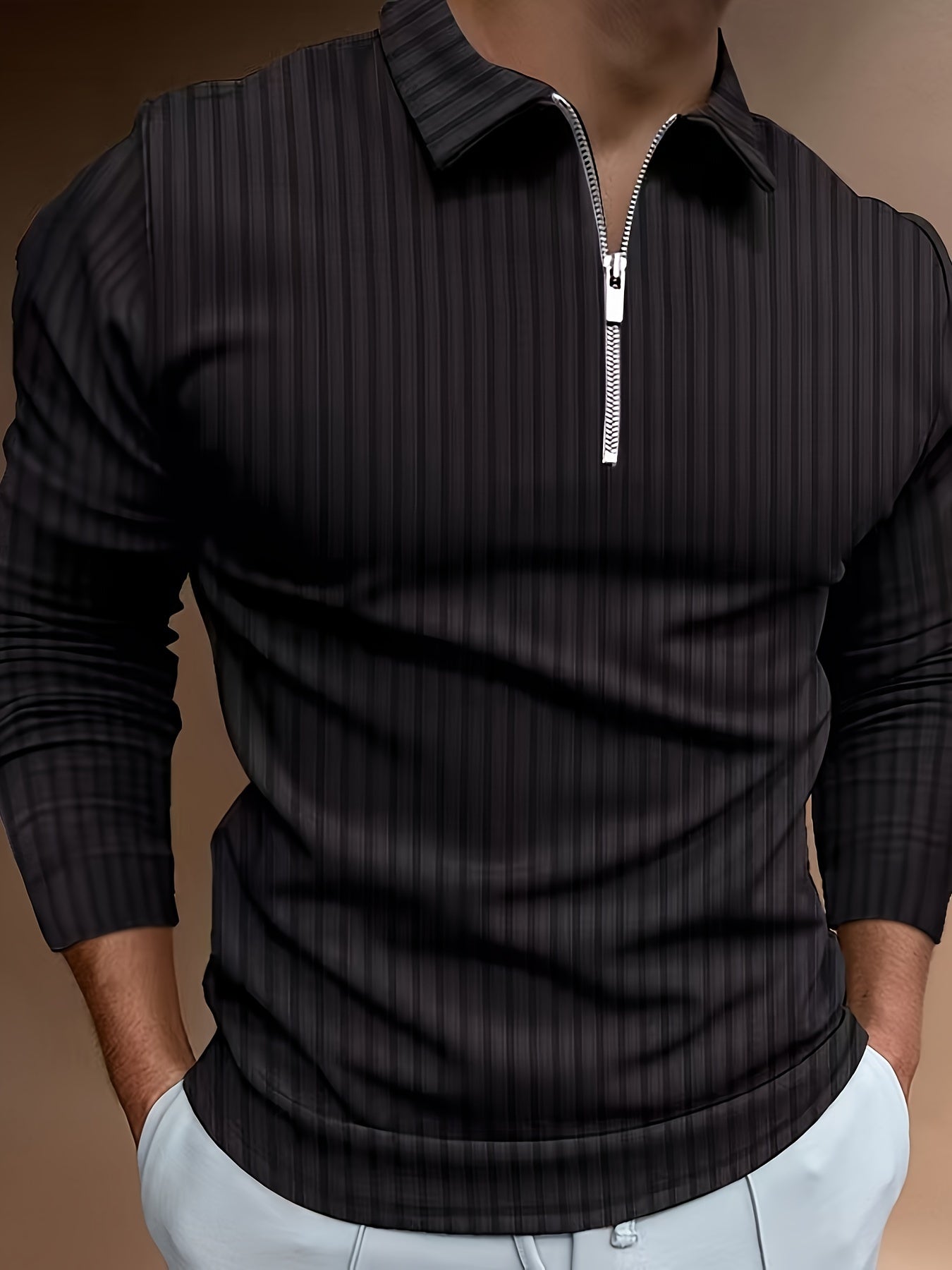 Kewin Shirt | Men's Ribbed Long Sleeve Polo Shirt for Autumn