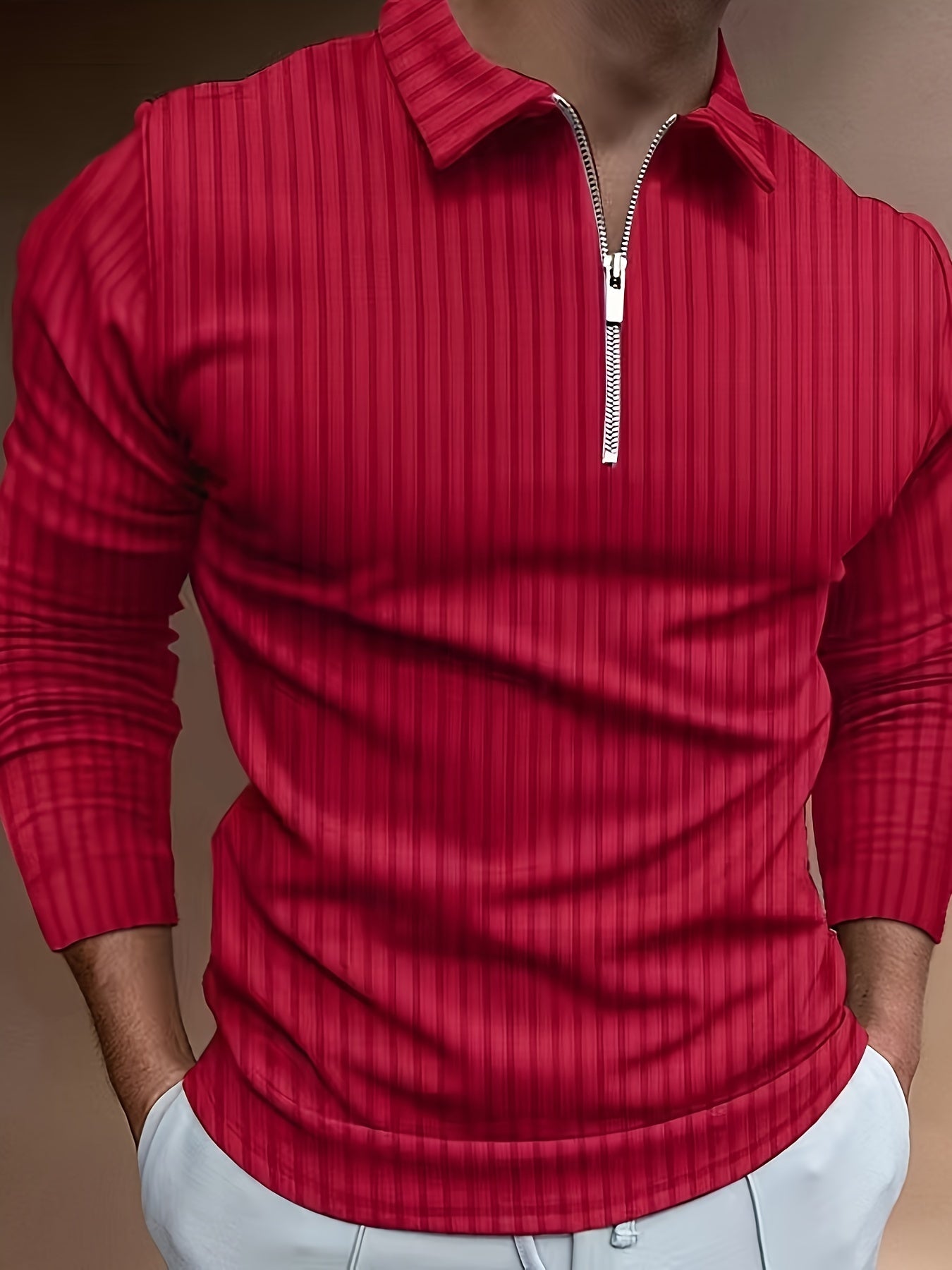 Kewin Shirt | Men's Ribbed Long Sleeve Polo Shirt for Autumn