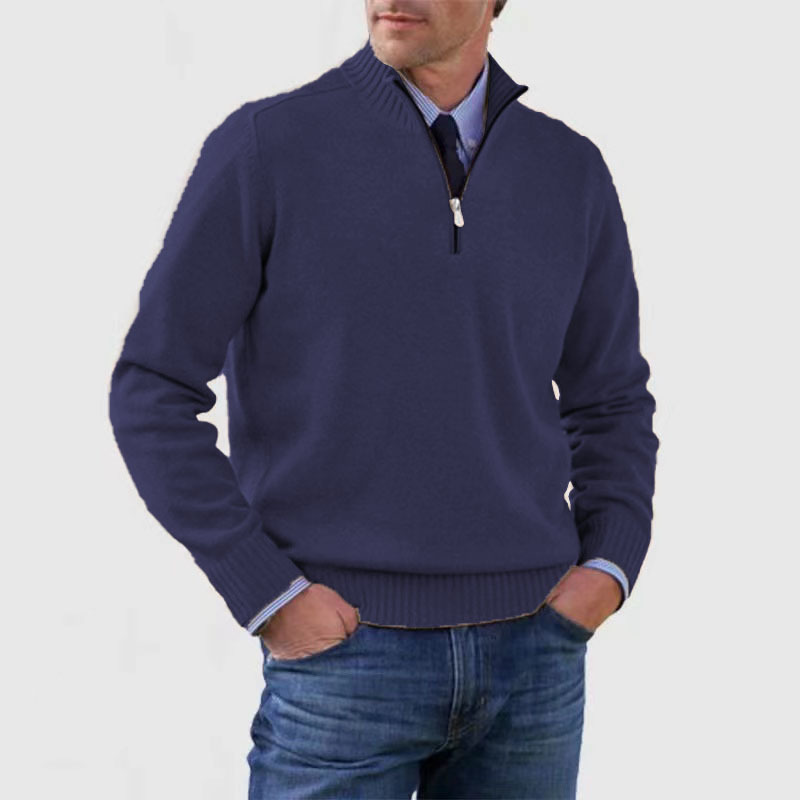 Jahmal Men’s Jumper | Half-Zip High Collar Knitted Jumper with Long Sleeves for Autumn