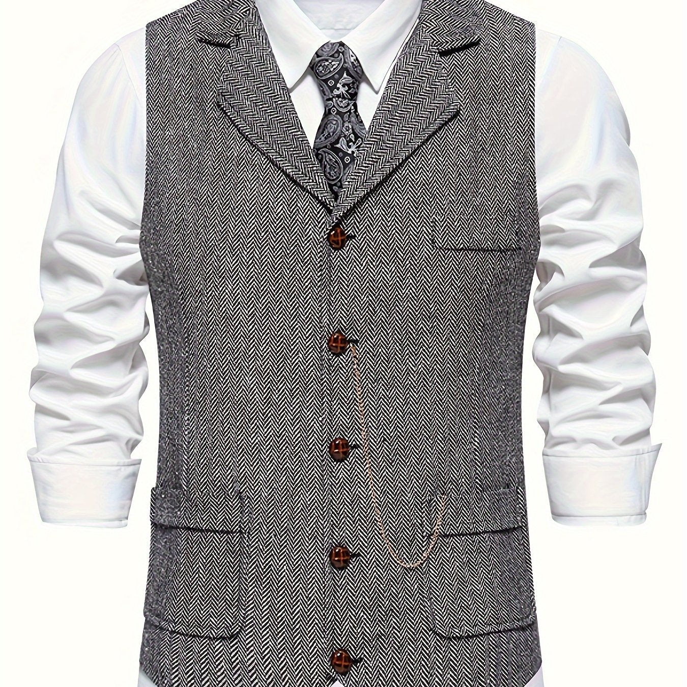 Keefe Vest | Men's Retro Herringbone Vest