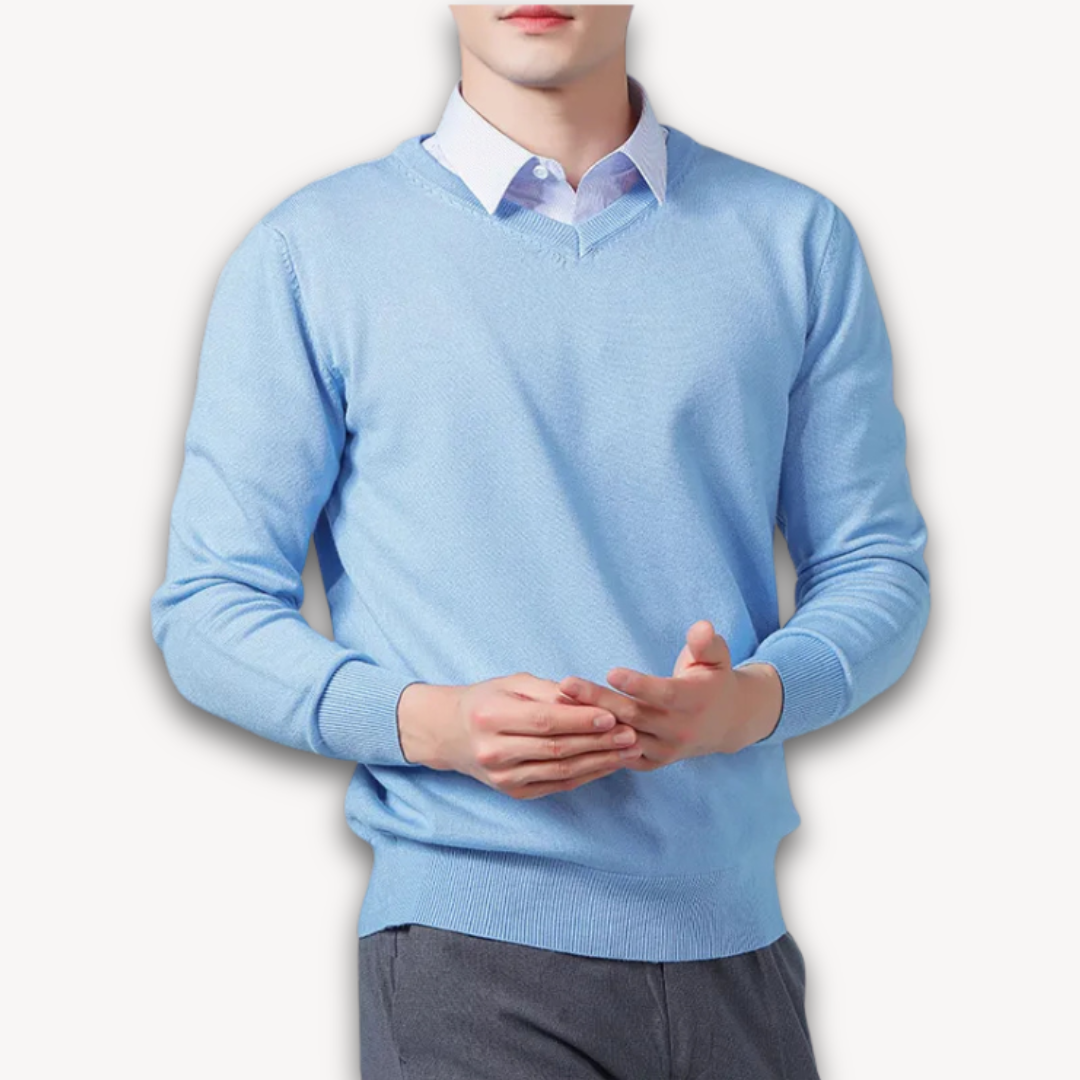 Khyran Men’s Jumper | Cashmere V-Neck for Autumn