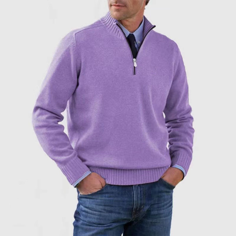 Jahmal Men’s Jumper | Half-Zip High Collar Knitted Jumper with Long Sleeves for Autumn
