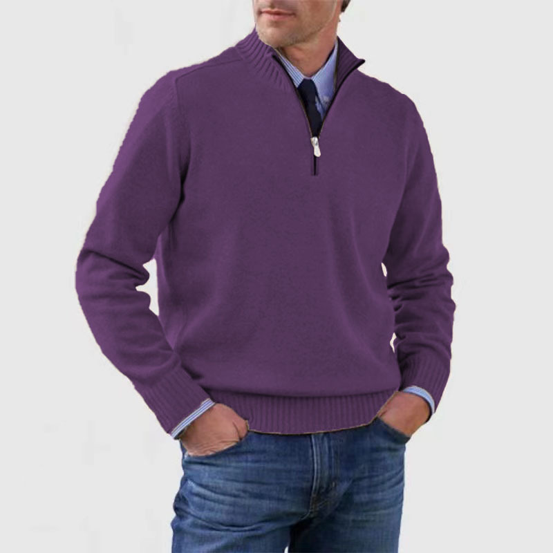 Jahmal Men’s Jumper | Half-Zip High Collar Knitted Jumper with Long Sleeves for Autumn