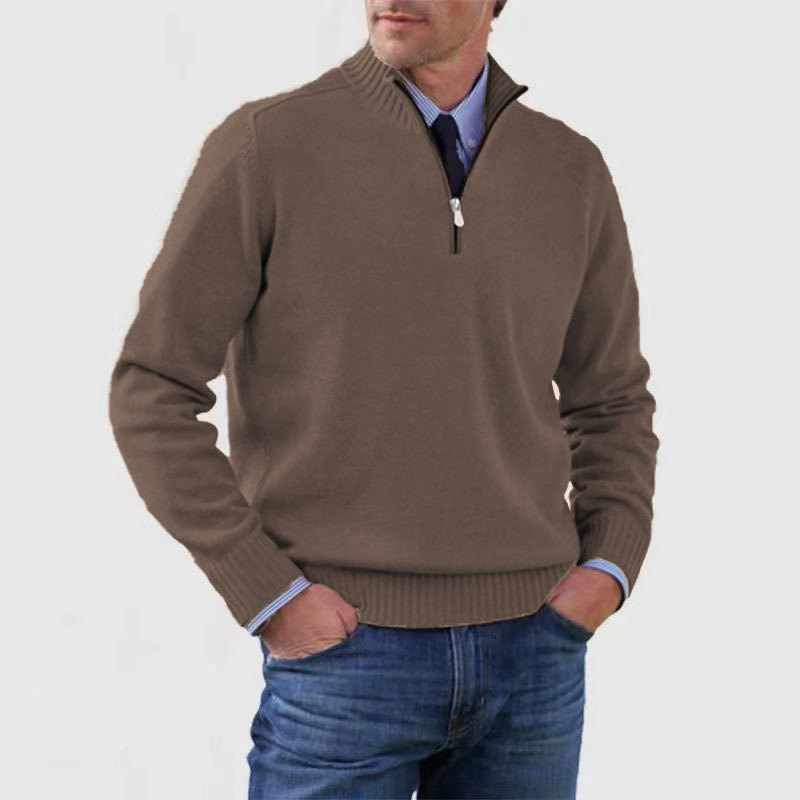 Jahmal Men’s Jumper | Half-Zip High Collar Knitted Jumper with Long Sleeves for Autumn