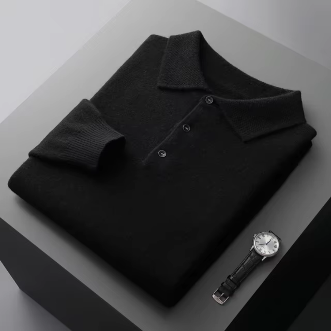 Jace Men’s Sweater | Knitted Polo Sweater with Collar and Button Placket for Autumn