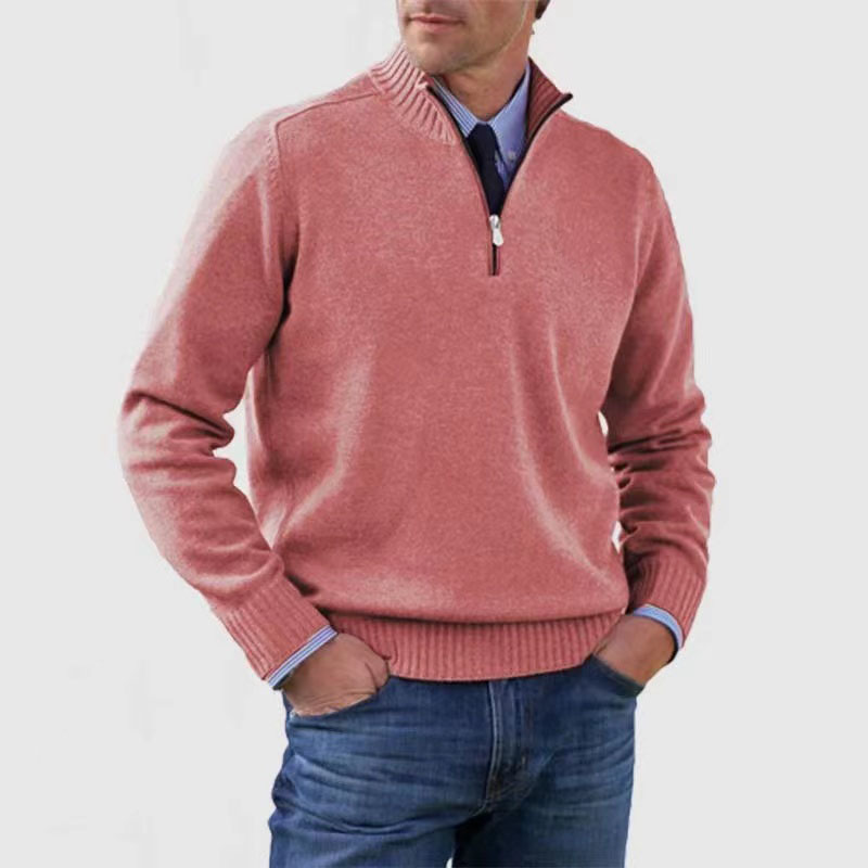Jahmal Men’s Jumper | Half-Zip High Collar Knitted Jumper with Long Sleeves for Autumn