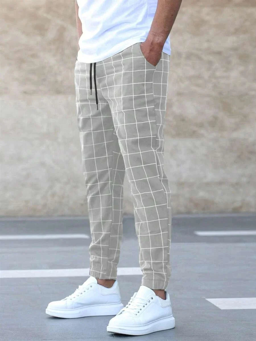 Kassian Jogger Pants | Men's Autumn Checkered Casual Pants