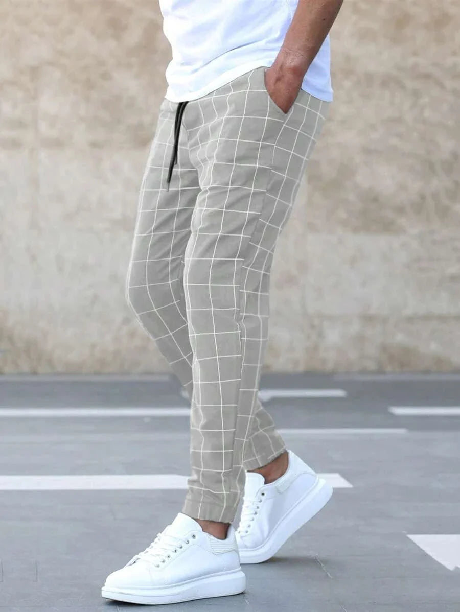 Kassian Jogger Pants | Men's Autumn Checkered Casual Pants