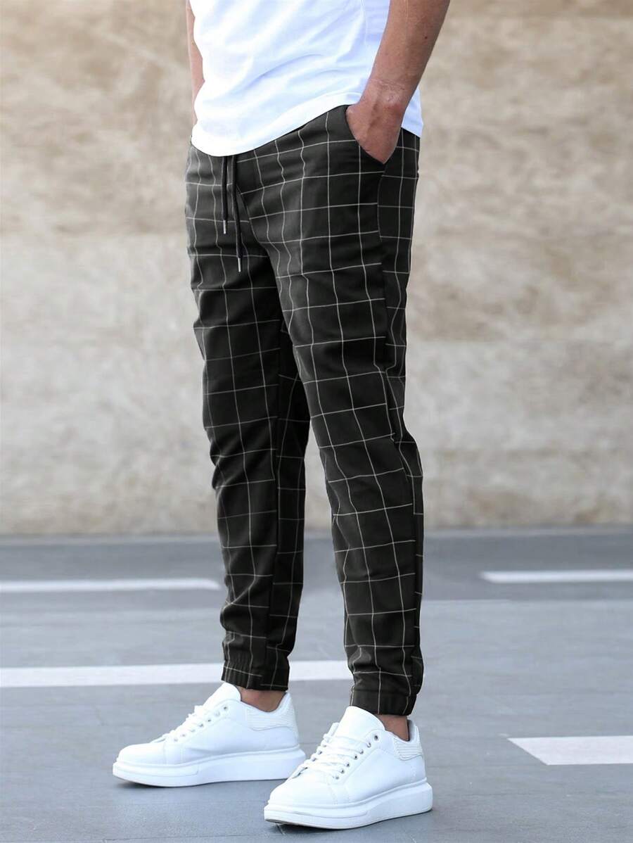 Kassian Jogger Pants | Men's Autumn Checkered Casual Pants