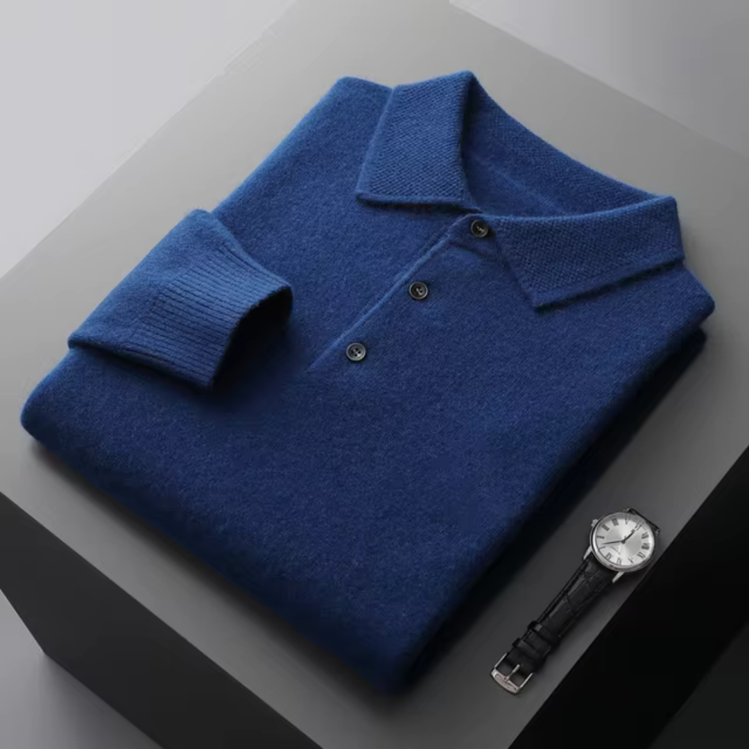 Jace Men’s Sweater | Knitted Polo Sweater with Collar and Button Placket for Autumn