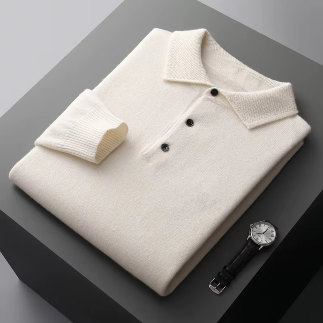 Jace Men’s Sweater | Knitted Polo Sweater with Collar and Button Placket for Autumn