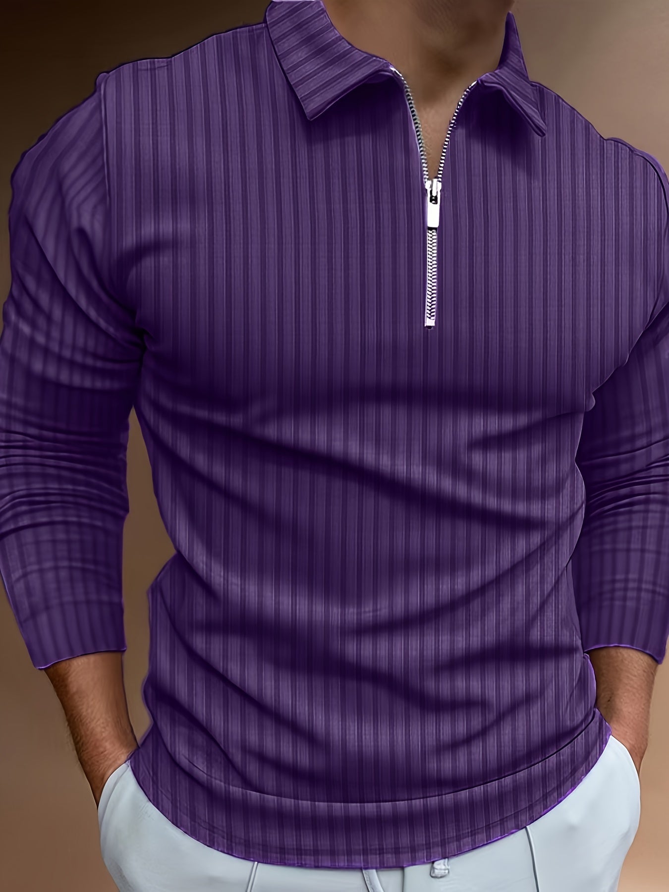 Kewin Shirt | Men's Ribbed Long Sleeve Polo Shirt for Autumn