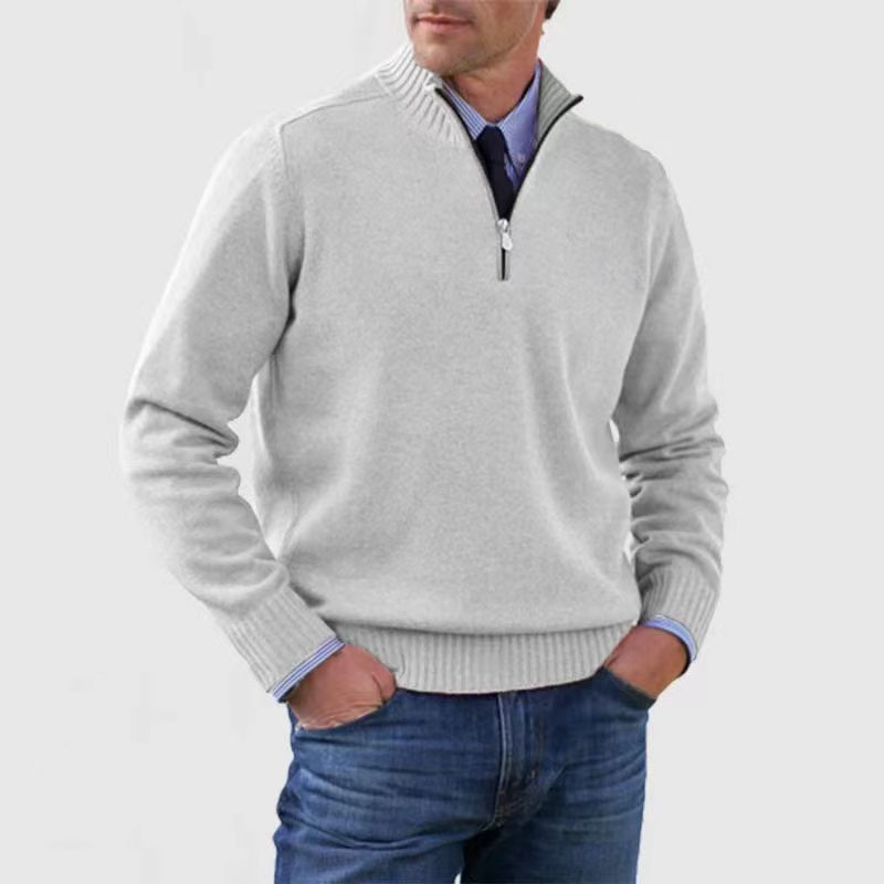 Jahmal Men’s Jumper | Half-Zip High Collar Knitted Jumper with Long Sleeves for Autumn