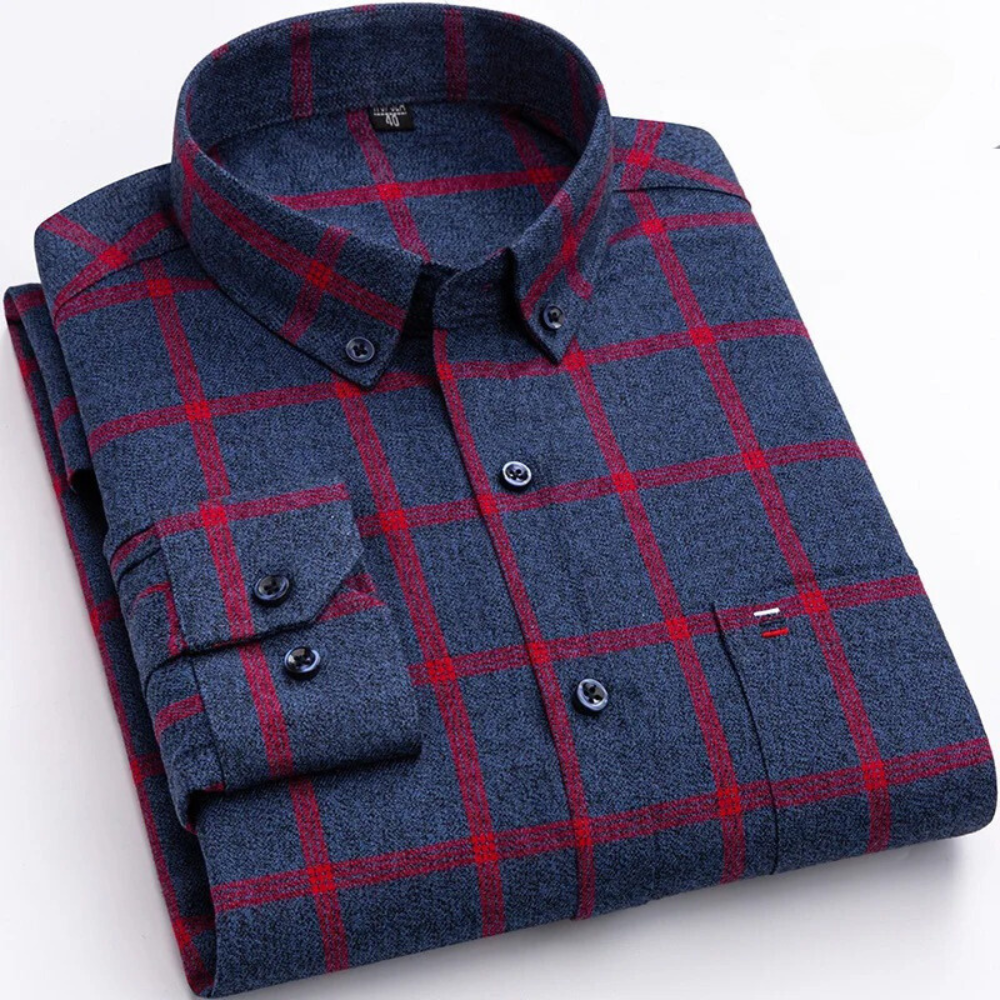 Kalvin Shirt | Men's Autumn Long Sleeve Plaid Button-Up Shirt