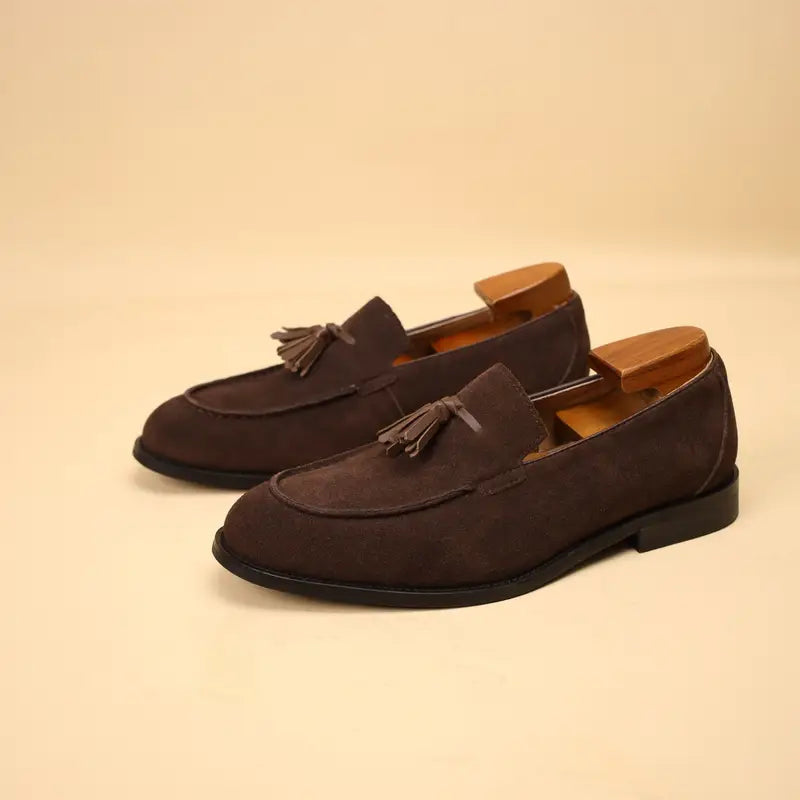 Kellan Loafers | Men's Leather Vintage Fringed Slip-On Shoes