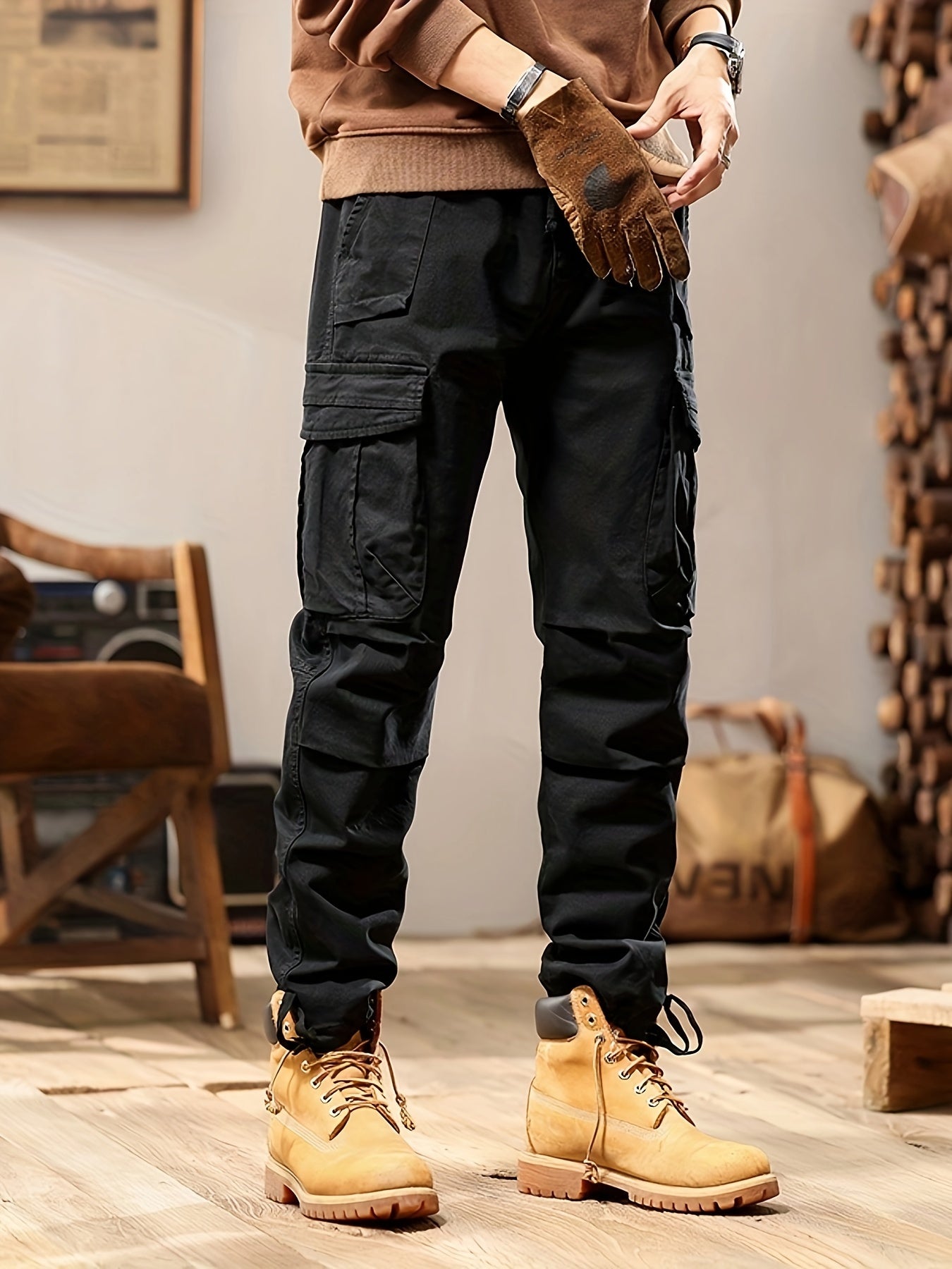 Jasim Men’s Trousers | Multi-Pocket Cargo Trousers with Belt Loops and Straight-Leg Fit for Autumn