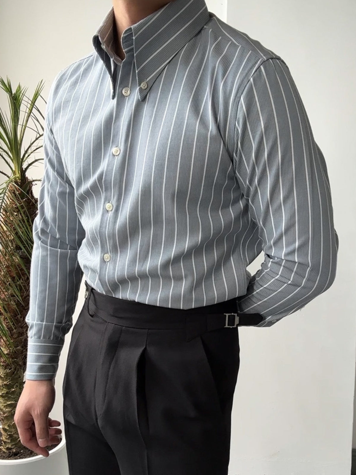 Khalid Shirt | Men's Autumn Slim Fit Retro Italian Striped Shirt