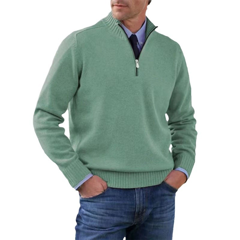 Jahmal Men’s Jumper | Half-Zip High Collar Knitted Jumper with Long Sleeves for Autumn