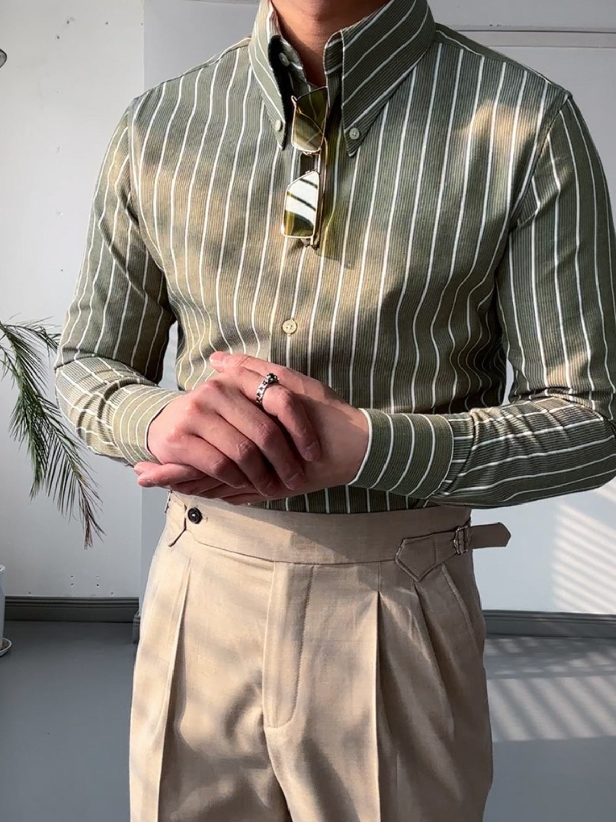 Khalid Shirt | Men's Autumn Slim Fit Retro Italian Striped Shirt