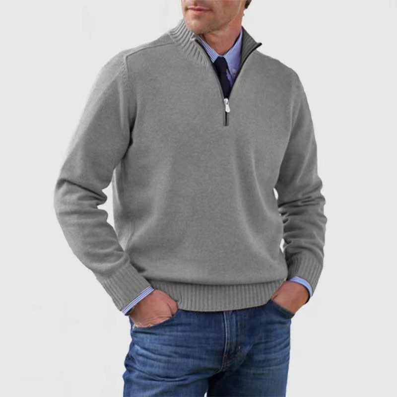 Jahmal Men’s Jumper | Half-Zip High Collar Knitted Jumper with Long Sleeves for Autumn