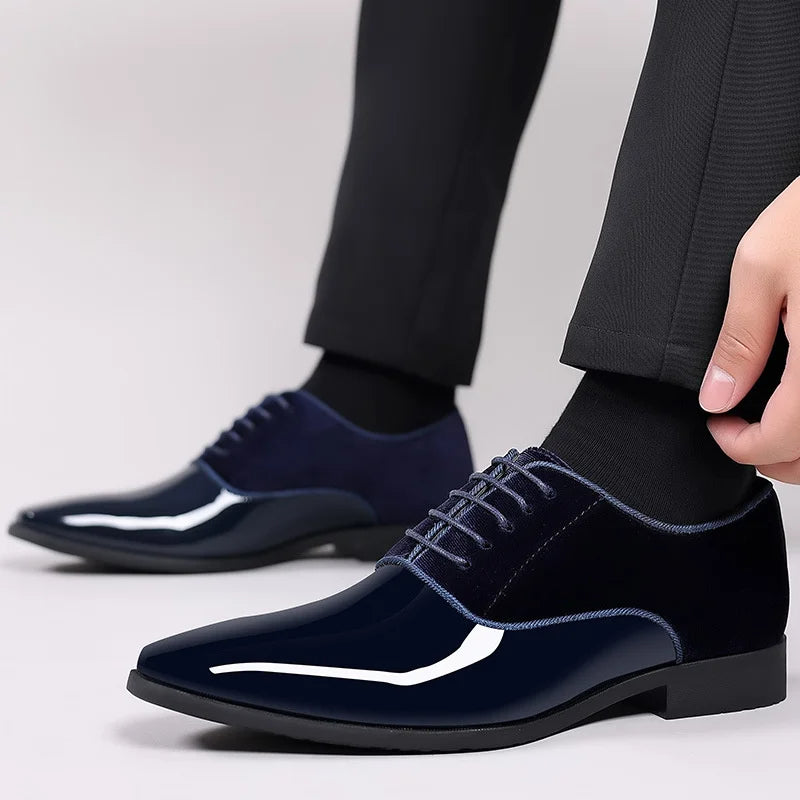 Kaden Dress Shoes | Men's Autumn Patent Leather & Velvet Shoes