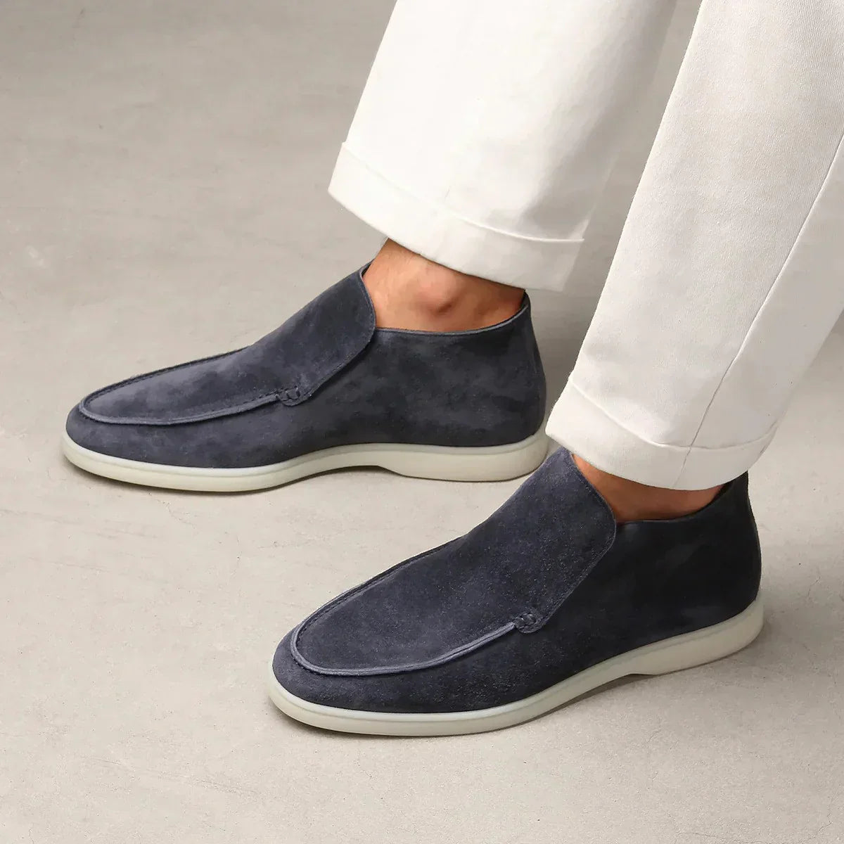 Kasimir Men’s Shoes | Suede Slip-On Loafers with Low-Cut Profile and Flat Sole for Autumn