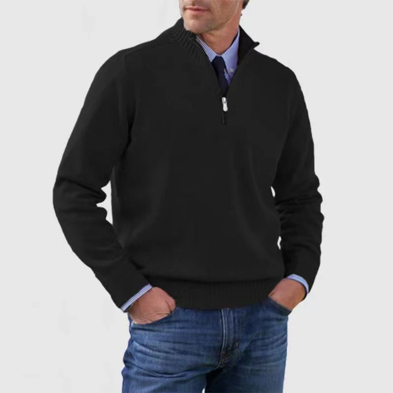 Jahmal Men’s Jumper | Half-Zip High Collar Knitted Jumper with Long Sleeves for Autumn