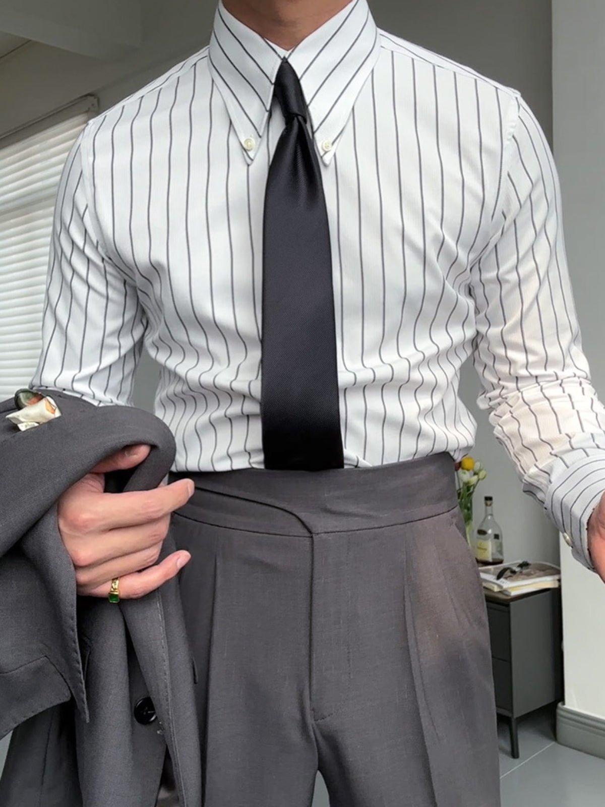 Khalid Shirt | Men's Autumn Slim Fit Retro Italian Striped Shirt