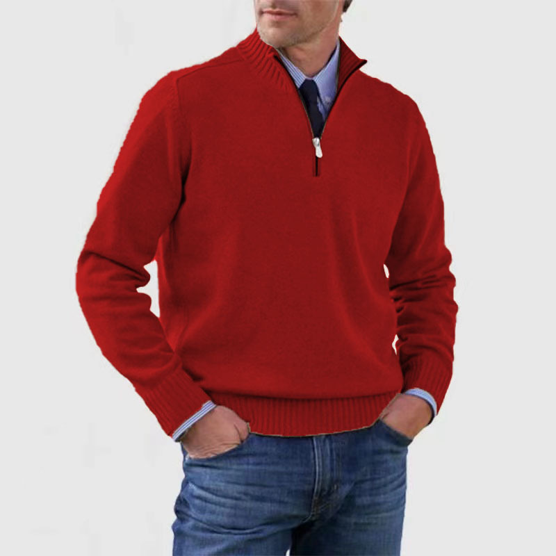 Jahmal Men’s Jumper | Half-Zip High Collar Knitted Jumper with Long Sleeves for Autumn