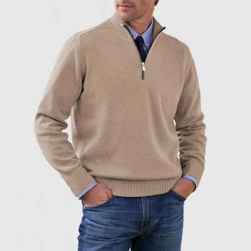 Jahmal Men’s Jumper | Half-Zip High Collar Knitted Jumper with Long Sleeves for Autumn