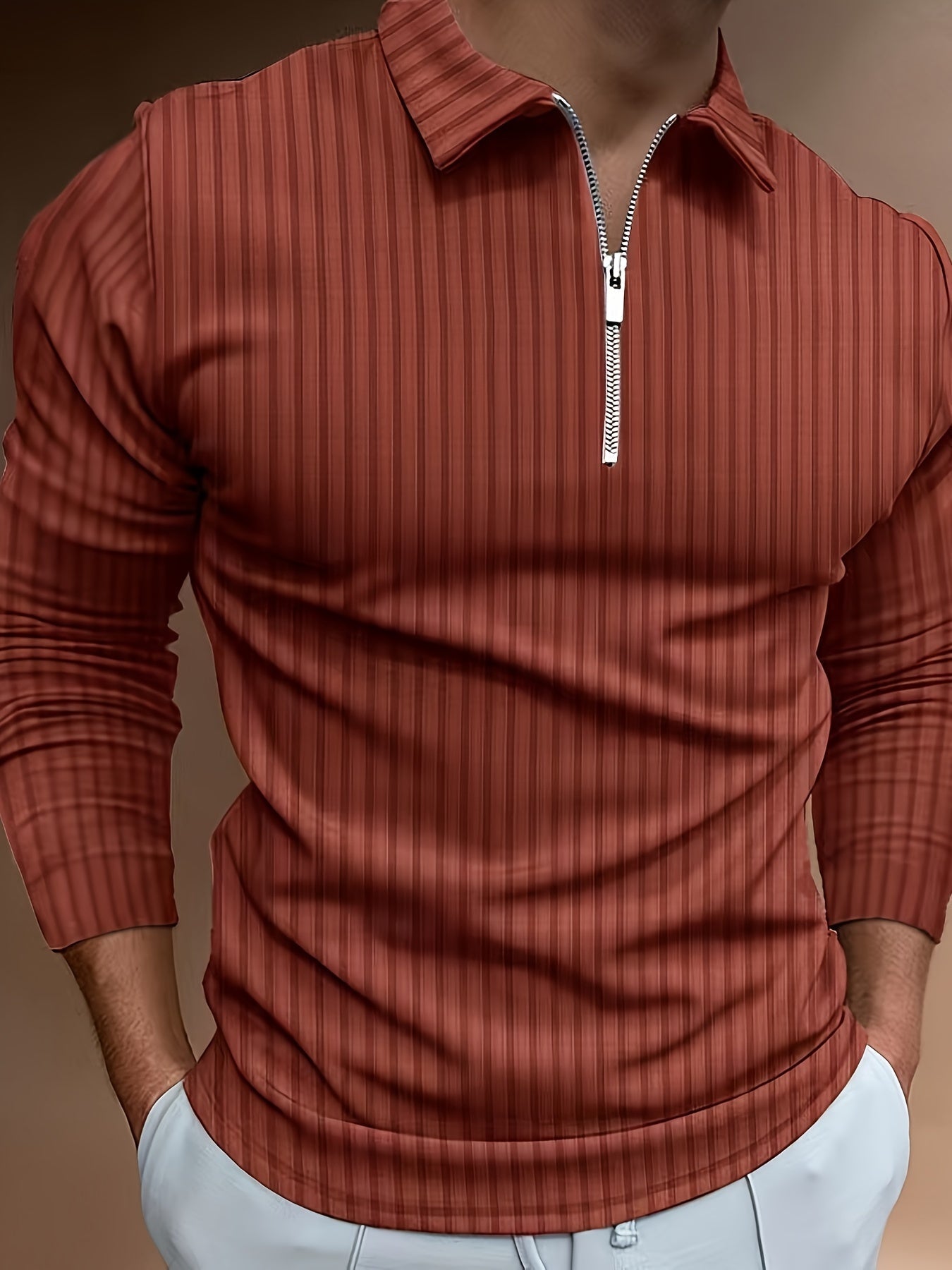 Kewin Shirt | Men's Ribbed Long Sleeve Polo Shirt for Autumn