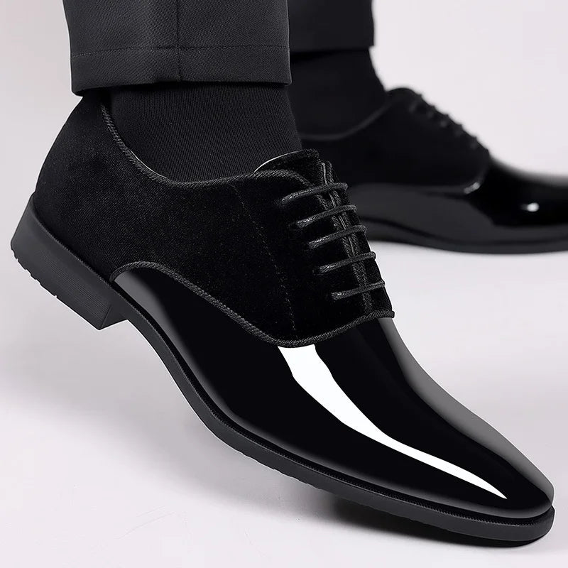 Kaden Dress Shoes | Men's Autumn Patent Leather & Velvet Shoes