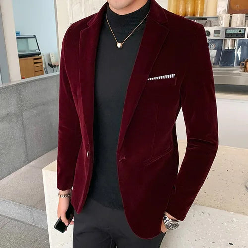Karam Blazer | Men's Autumn Slim Fit Velvet Blazer