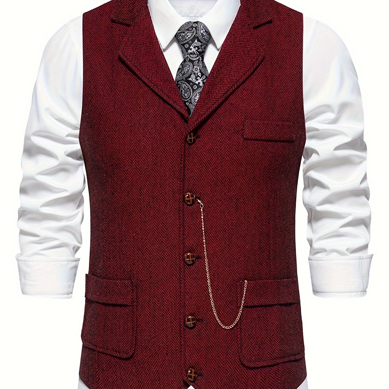 Keefe Vest | Men's Retro Herringbone Vest