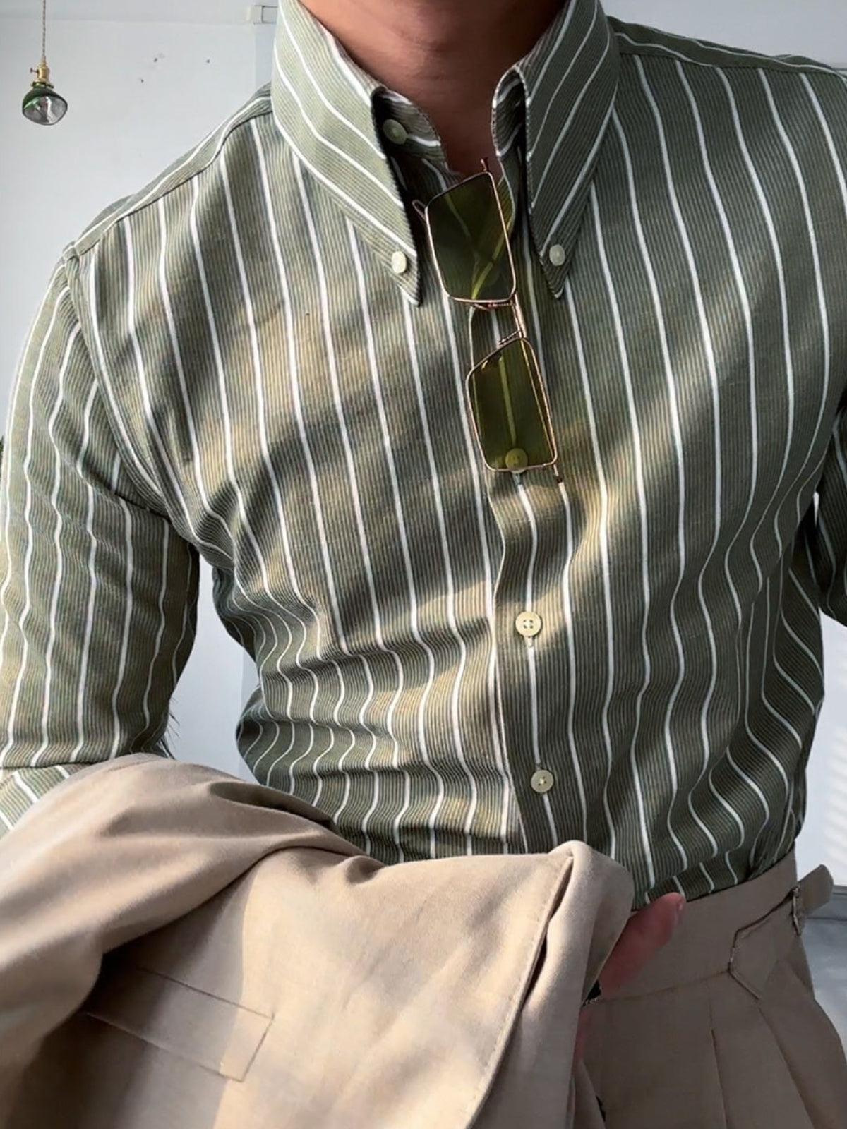 Khalid Shirt | Men's Autumn Slim Fit Retro Italian Striped Shirt