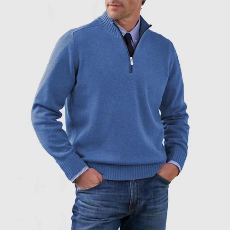 Jahmal Men’s Jumper | Half-Zip High Collar Knitted Jumper with Long Sleeves for Autumn