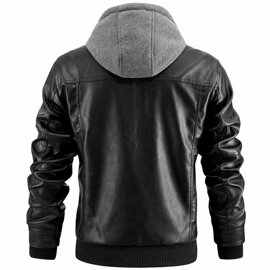Jabari Men’s Jacket | Motorcycle-Style Jacket with Multi-Pockets and Crochet Detailing for Autumn