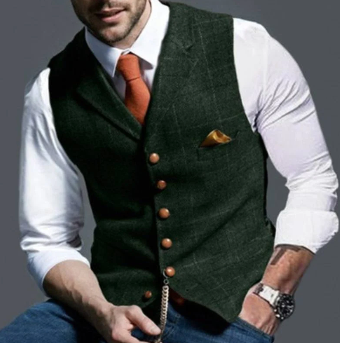 Jabril Men’s Vest | Knitted V-Neck Sleeveless Pullover Vest for Autumn