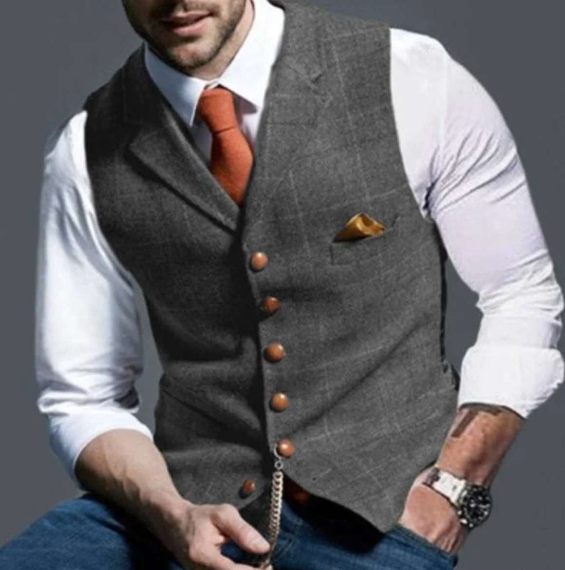 Jabril Men’s Vest | Knitted V-Neck Sleeveless Pullover Vest for Autumn