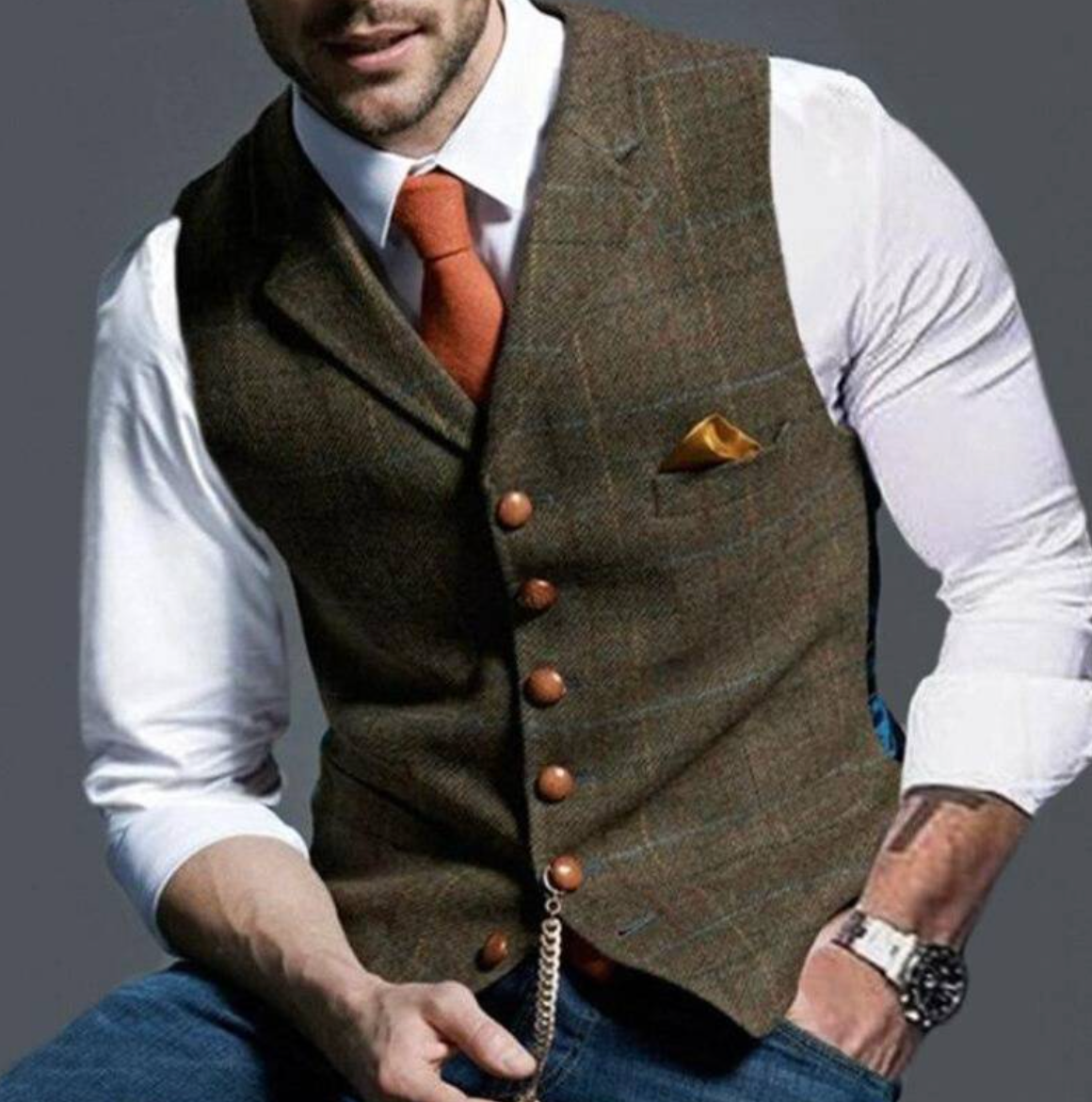 Jabril Men’s Vest | Knitted V-Neck Sleeveless Pullover Vest for Autumn