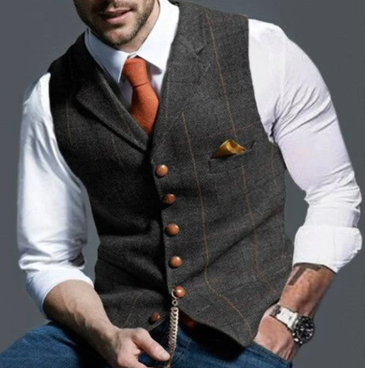 Jabril Men’s Vest | Knitted V-Neck Sleeveless Pullover Vest for Autumn