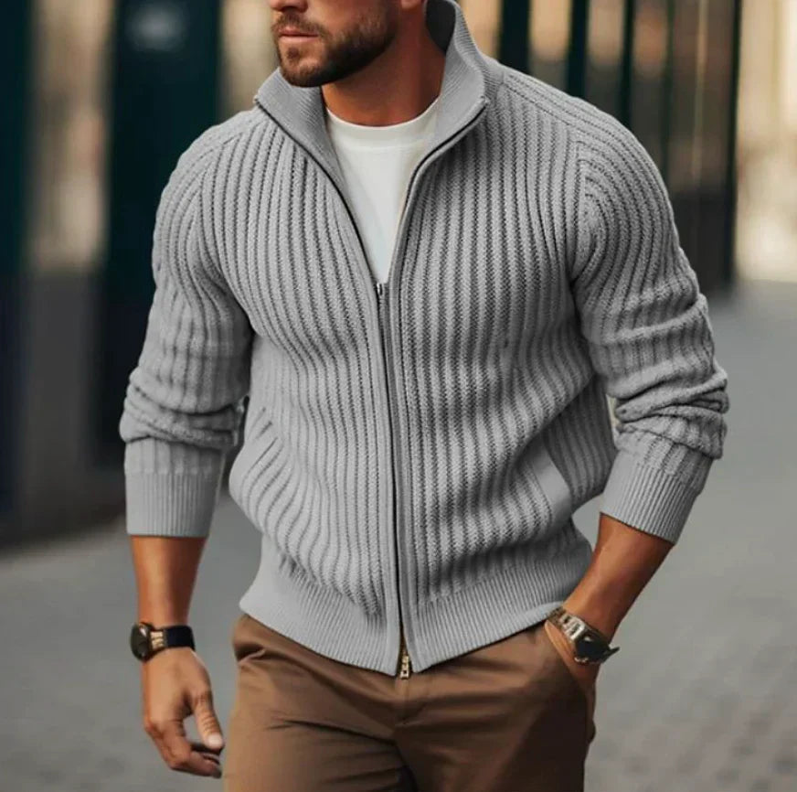 Lennie Men’s Jumper | Ribbed Zip-Up Sweater for Autumn