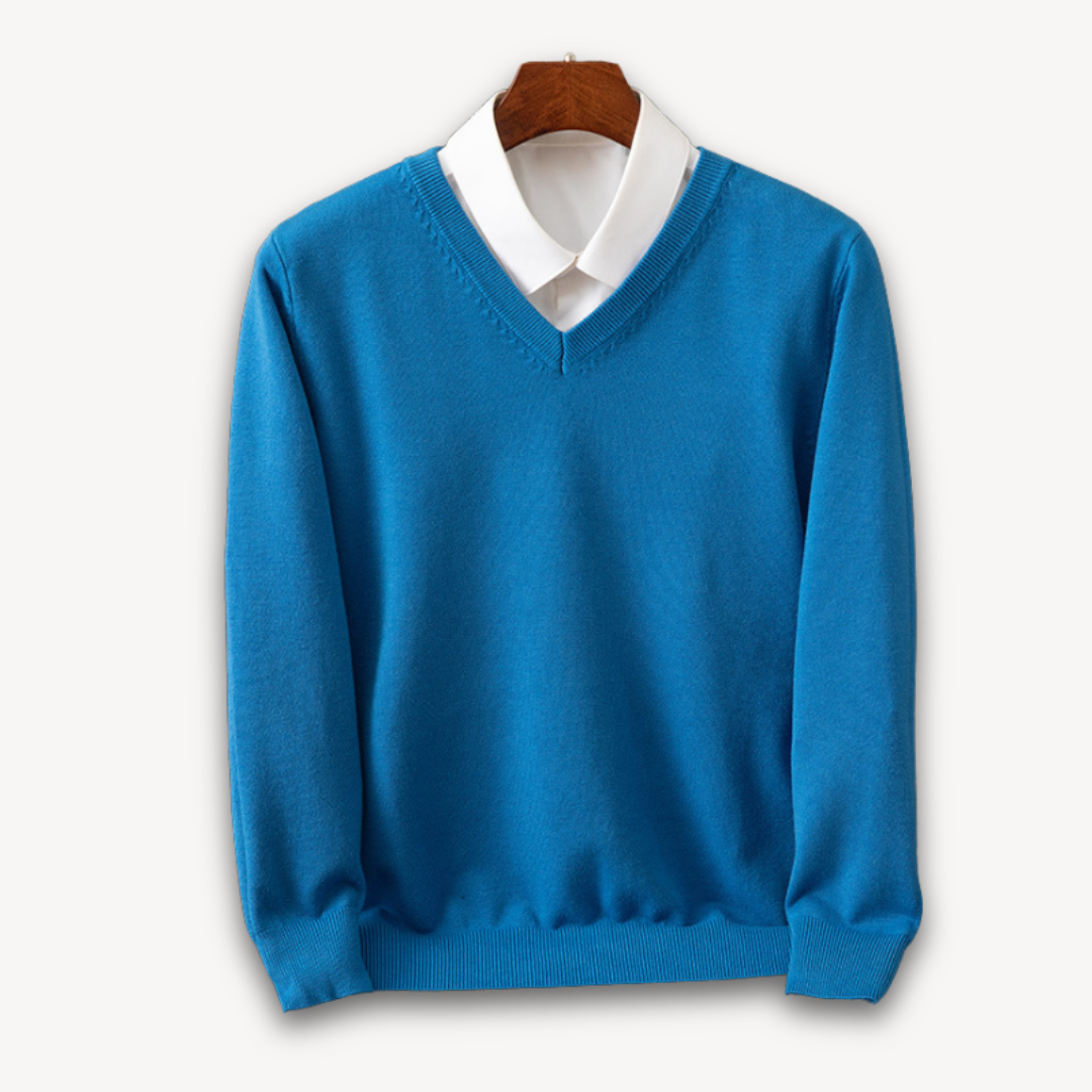 Khyran Men’s Jumper | Cashmere V-Neck for Autumn