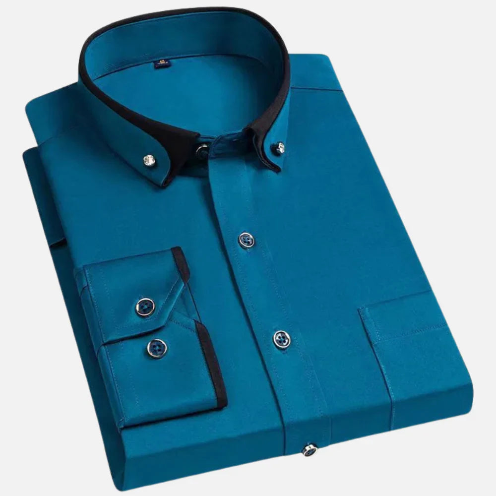 Kerwin Dress Shirt | Men's Autumn Long Sleeve Shirt with Contrast Collar