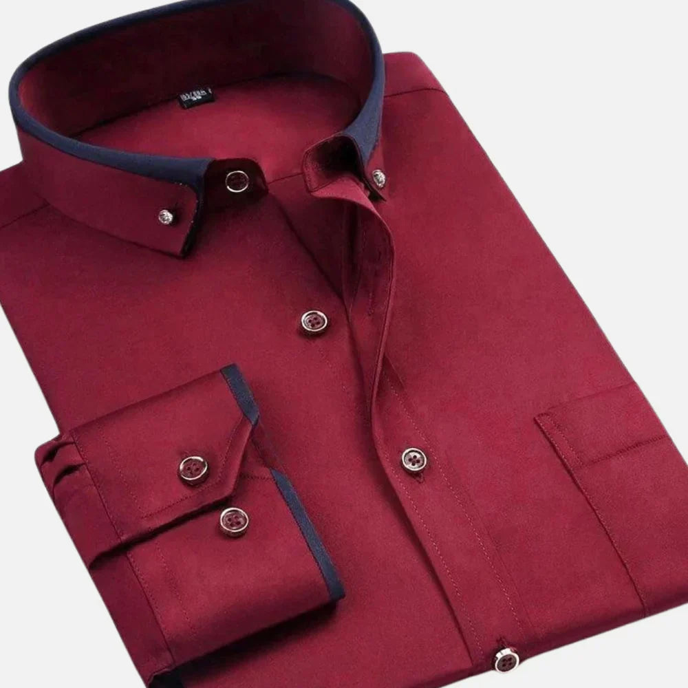Kerwin Dress Shirt | Men's Autumn Long Sleeve Shirt with Contrast Collar