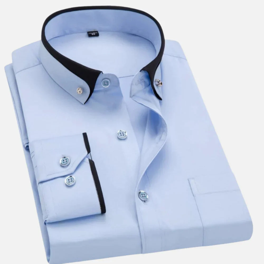 Kerwin Dress Shirt | Men's Autumn Long Sleeve Shirt with Contrast Collar