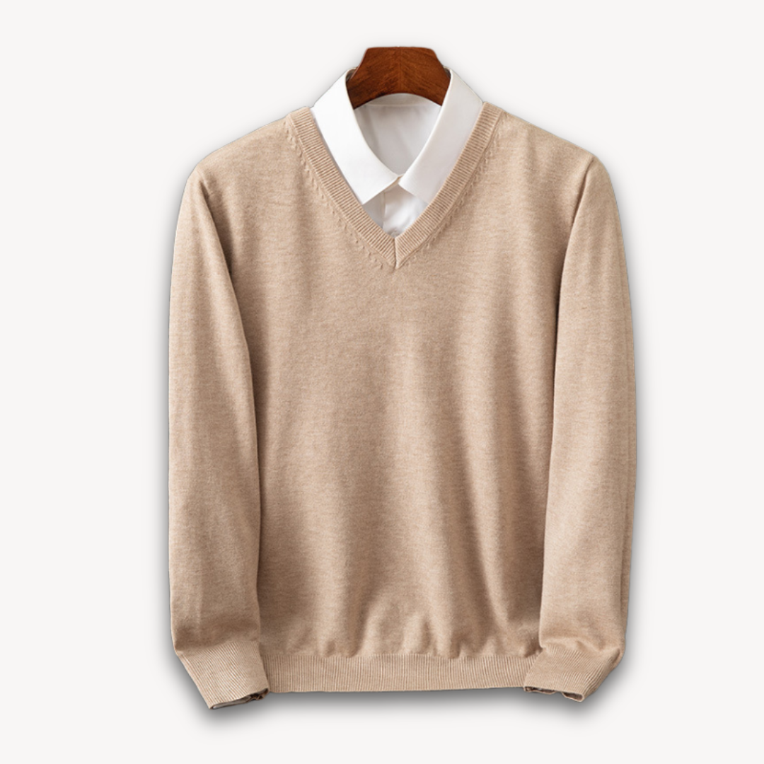 Khyran Men’s Jumper | Cashmere V-Neck for Autumn
