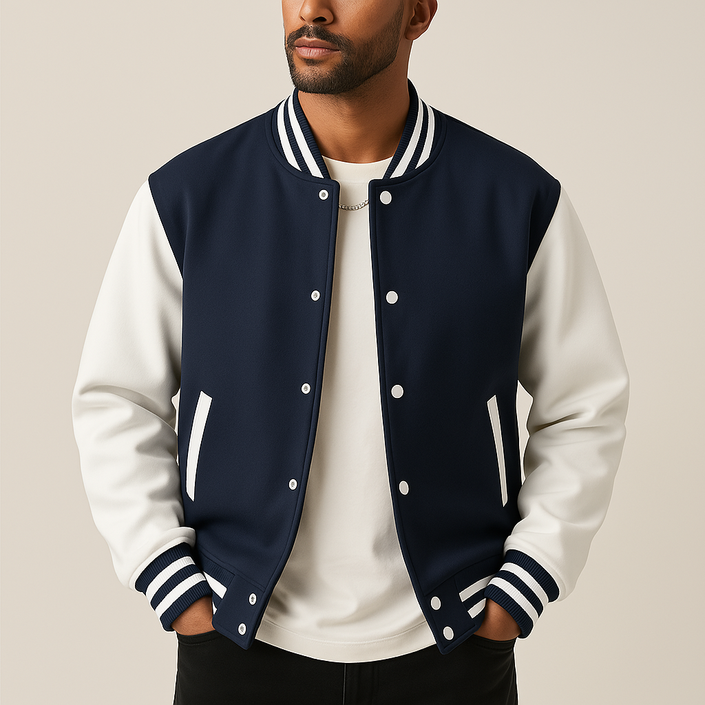 Jahlon Men’s Jacket | Baseball-Style Zip-Up Jacket with Ribbed Collar and Side Pockets for Autumn