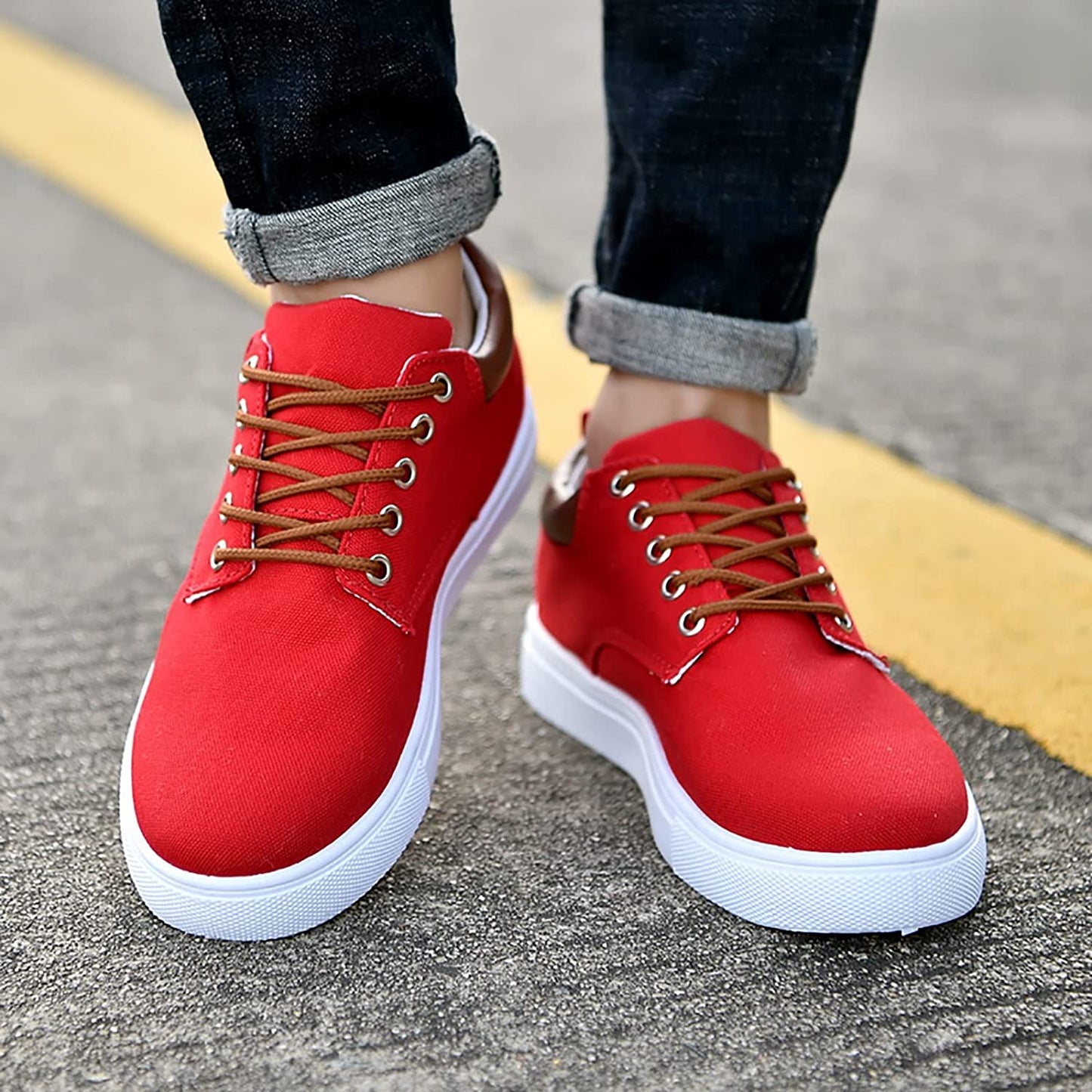 Jasiel Men’s Sneakers | Low-Top Canvas Sneakers with Lace-Up Closure and Flat Rubber Sole for Autumn